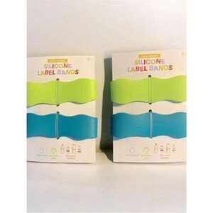 Silicone Label Bands - Lime Green & Teal Blue (2-Pack)